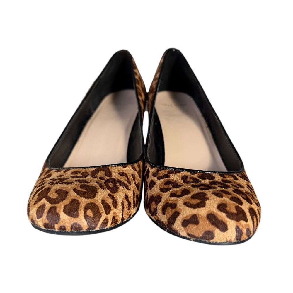 Cole Haan Leopard Print Calf Hair Black Patent Wedge Heels Size 8 - Picture 6 of 16